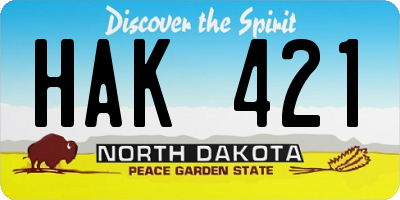 ND license plate HAK421