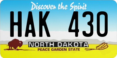 ND license plate HAK430