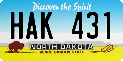 ND license plate HAK431