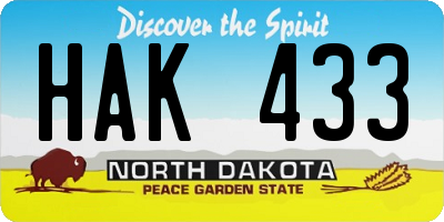 ND license plate HAK433