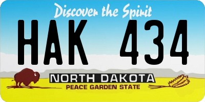 ND license plate HAK434
