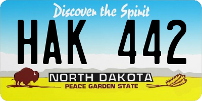 ND license plate HAK442