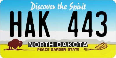 ND license plate HAK443