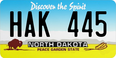 ND license plate HAK445