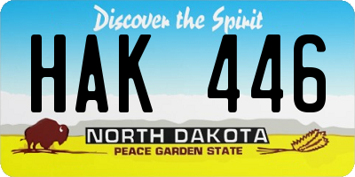 ND license plate HAK446