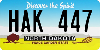 ND license plate HAK447