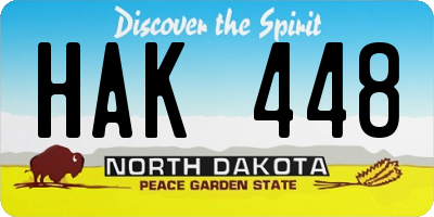 ND license plate HAK448