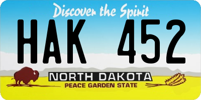 ND license plate HAK452