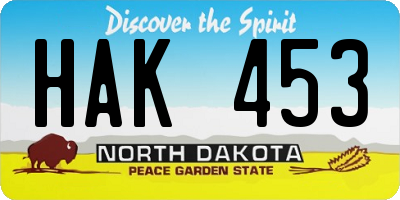 ND license plate HAK453