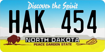 ND license plate HAK454
