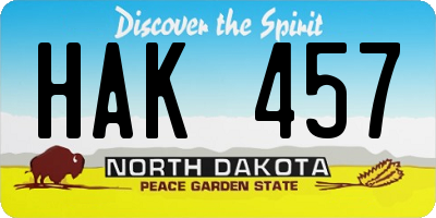 ND license plate HAK457