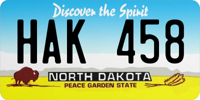 ND license plate HAK458