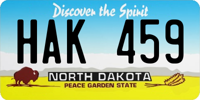 ND license plate HAK459