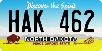 ND license plate HAK462