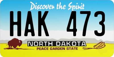 ND license plate HAK473