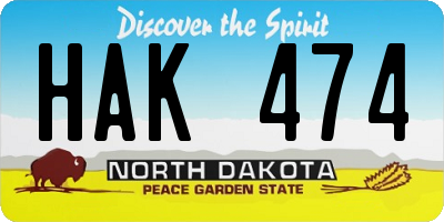 ND license plate HAK474