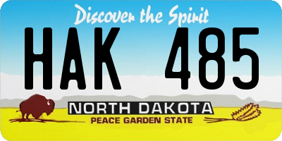 ND license plate HAK485