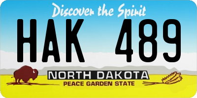 ND license plate HAK489