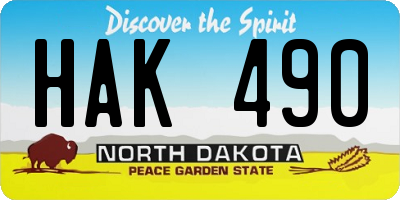 ND license plate HAK490
