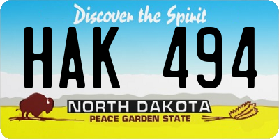 ND license plate HAK494