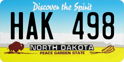 ND license plate HAK498