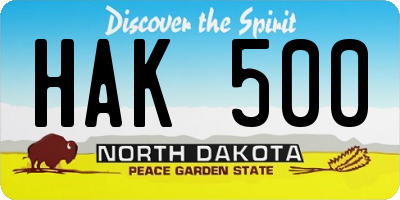 ND license plate HAK500