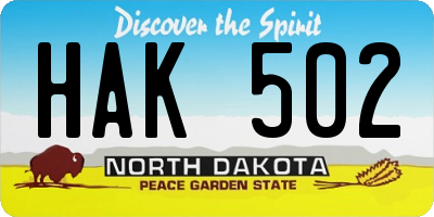 ND license plate HAK502