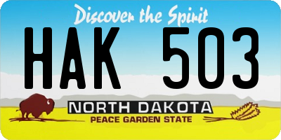 ND license plate HAK503