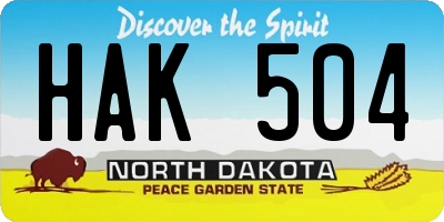 ND license plate HAK504