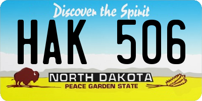 ND license plate HAK506