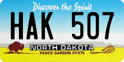 ND license plate HAK507