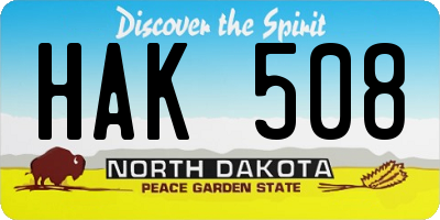 ND license plate HAK508