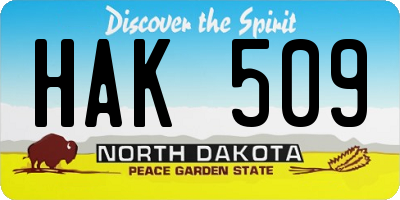 ND license plate HAK509