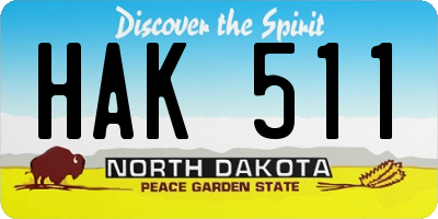 ND license plate HAK511