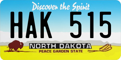 ND license plate HAK515