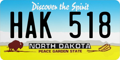 ND license plate HAK518