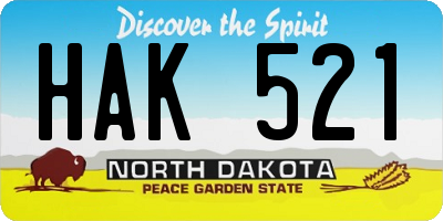 ND license plate HAK521