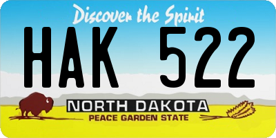 ND license plate HAK522