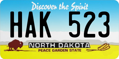 ND license plate HAK523