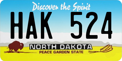 ND license plate HAK524