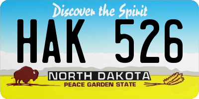 ND license plate HAK526