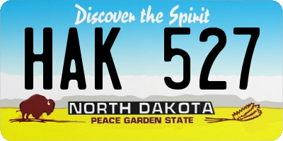 ND license plate HAK527