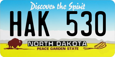 ND license plate HAK530