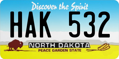 ND license plate HAK532