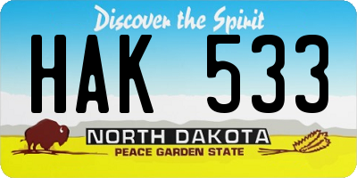 ND license plate HAK533