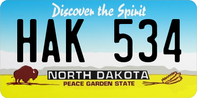 ND license plate HAK534