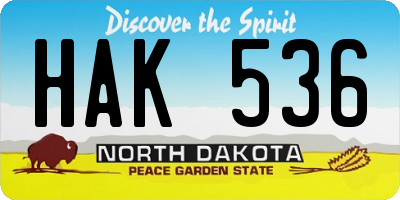 ND license plate HAK536