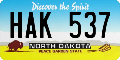 ND license plate HAK537