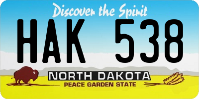 ND license plate HAK538