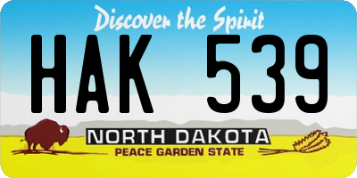 ND license plate HAK539